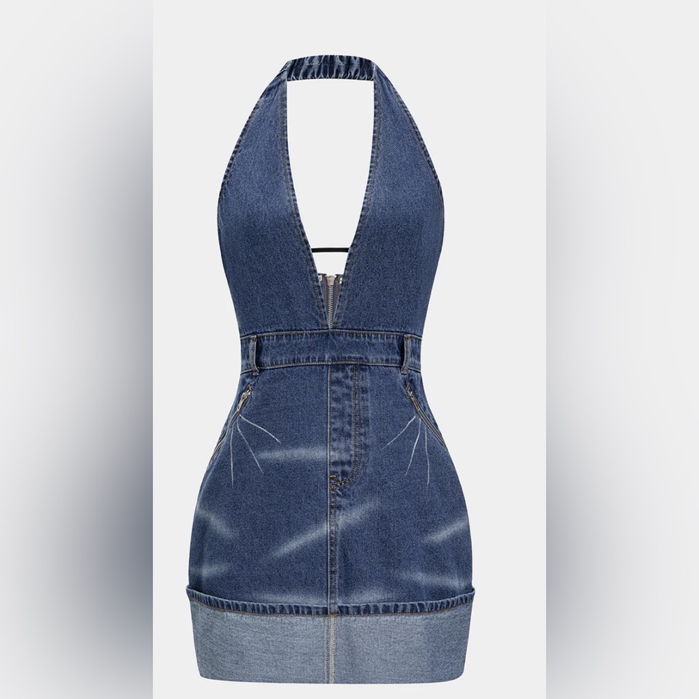 MICAS Chic Blue Denim Halter Overalls